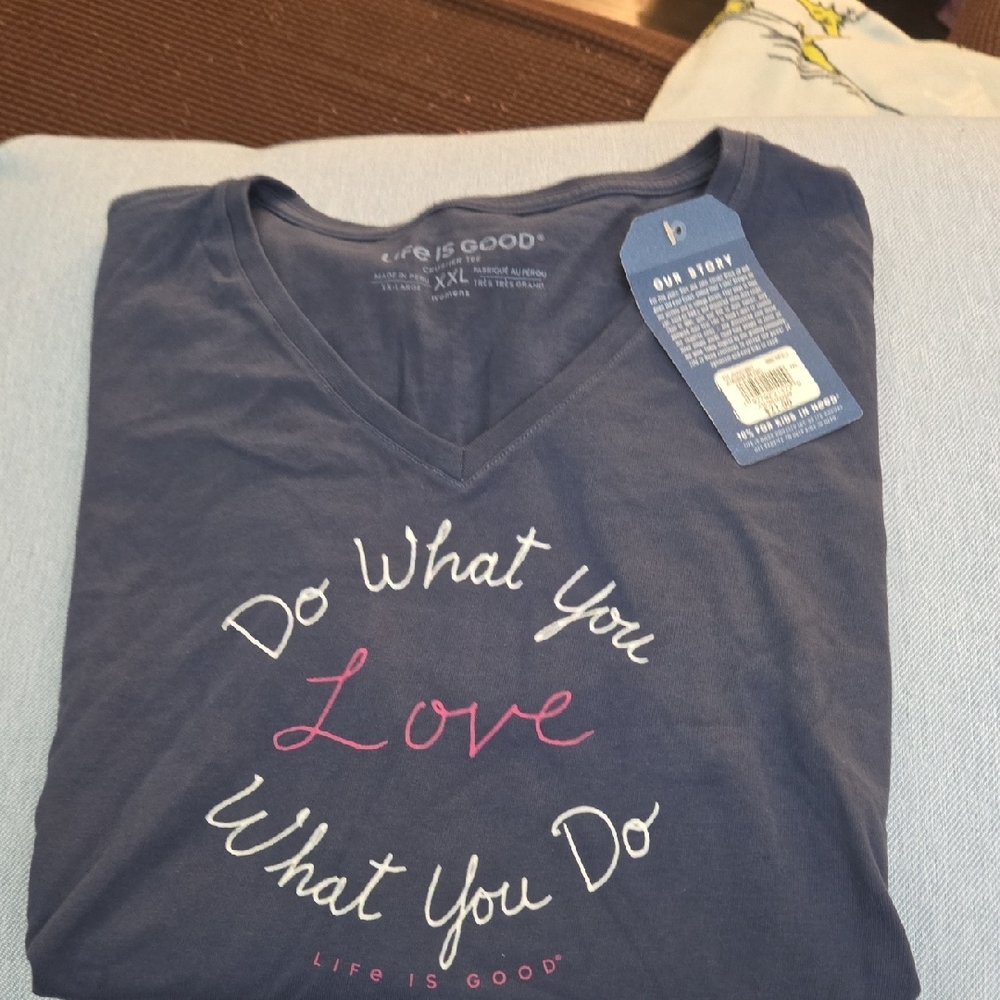 Life Is Good Navy Tee with Inspirational Text